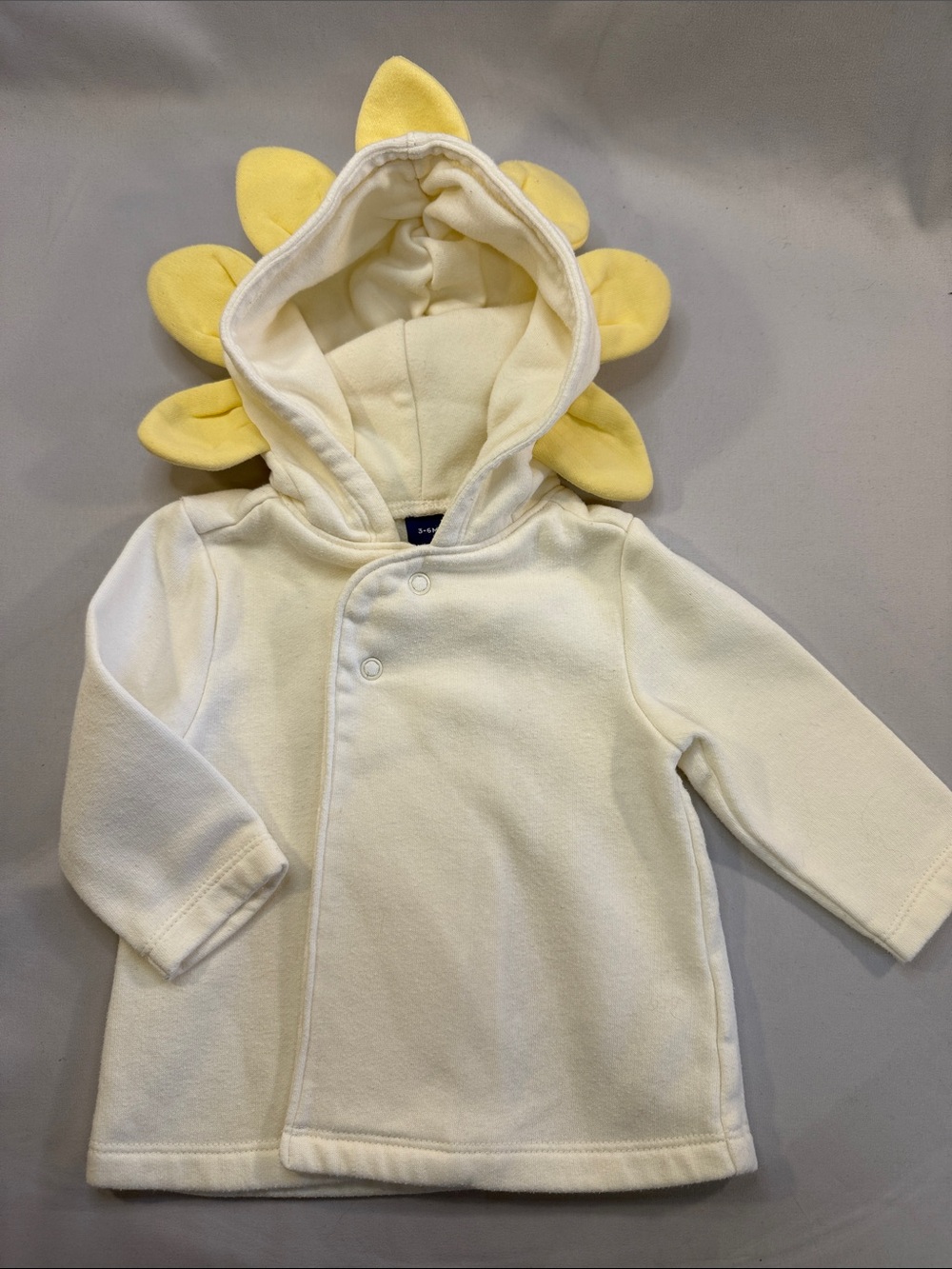 Old Navy Cream Hooded Baby Coat with Yellow Petal Hood
